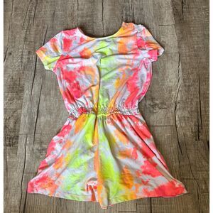 Poof Girl Tie-Dye Romper Size M Girls Bright Neon Short Sleeve One-Piece